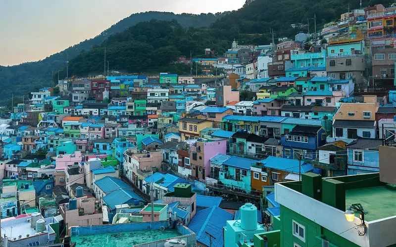 Colourful hillside houses of Gamcheon Culture Village, Busan