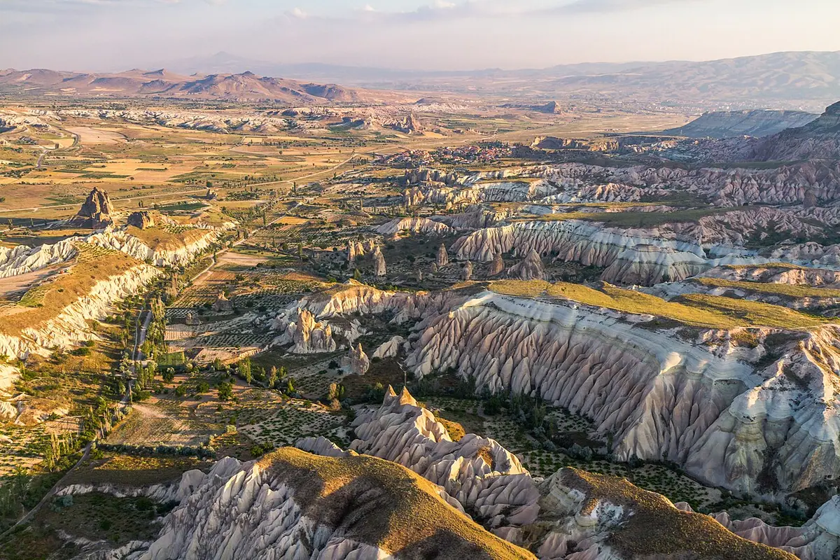 Hot-air balloons over the valleys of Cappadocia